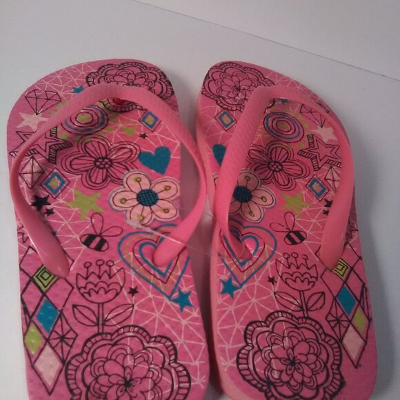 Juncture Kids/Girls Flip Flop Sandals Color Pink Floral Design Size M 13/1 NWOT - Picture 2 of 6